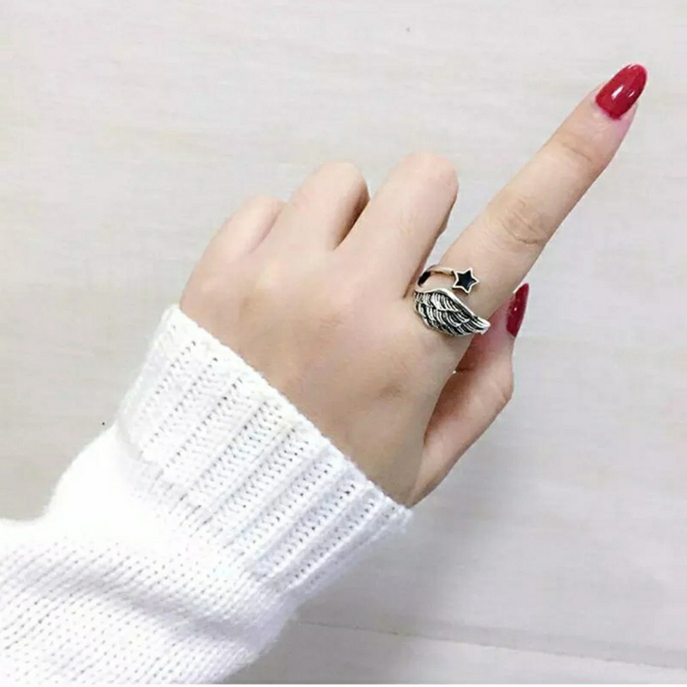Silver Angel Wings Ring